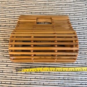 Bamboo Slatted Handbag - Natural Wood